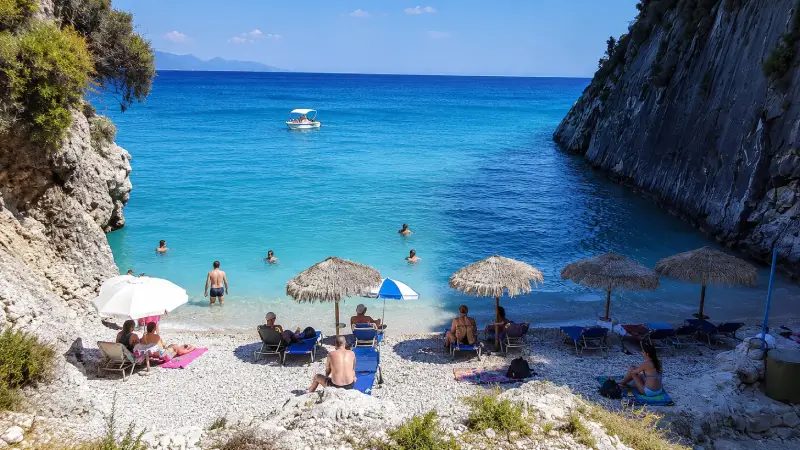 People enjoying Xigia Beach